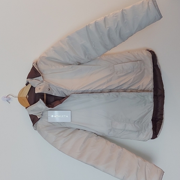 NWT Athleta Reversible Downfilled Jacket with Detachable Hood Rose/Off W… - Picture 7 of 10
